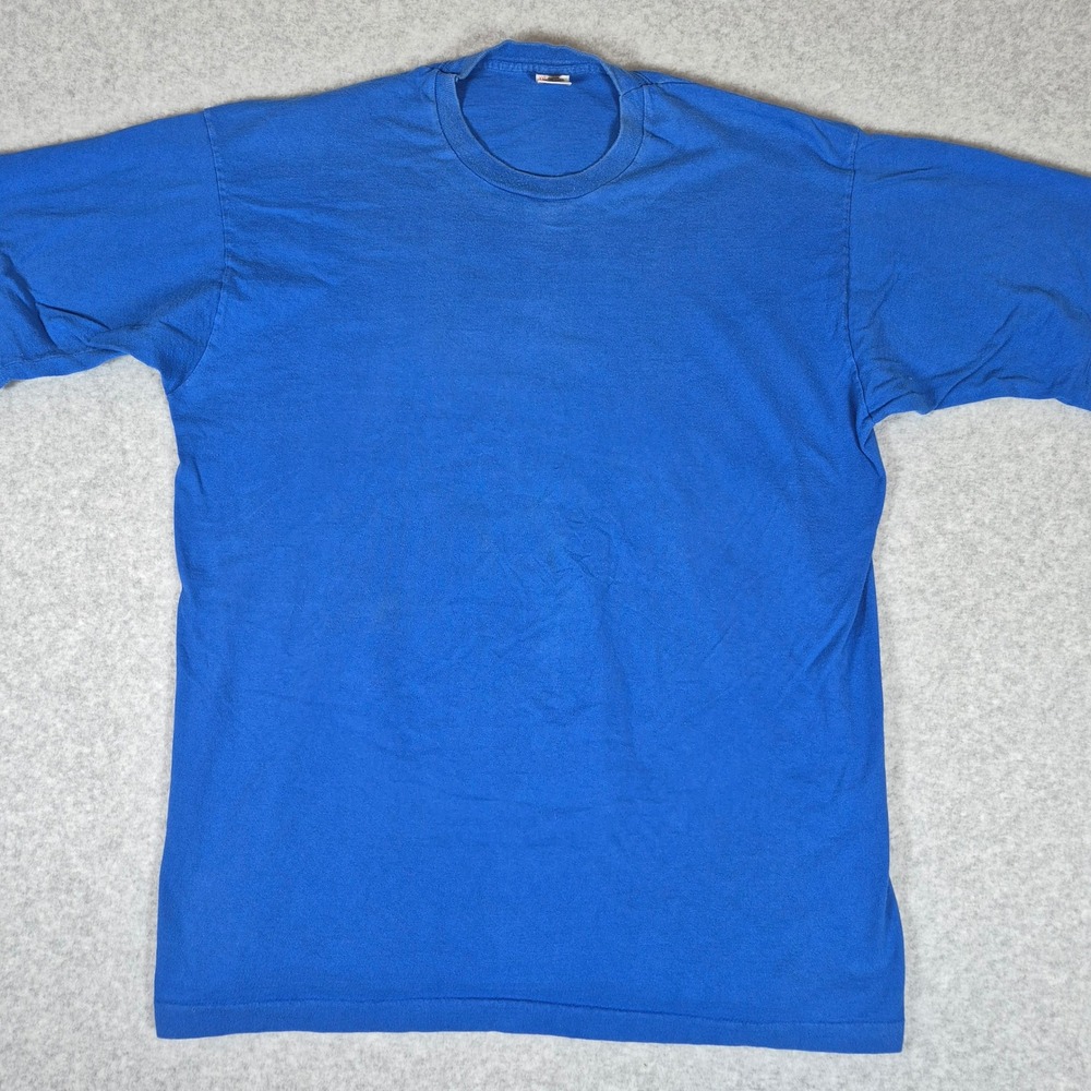 Vintage Fruit of the Loom T-Shirt Mens XXL Blue Blank Casualwear Made in USA